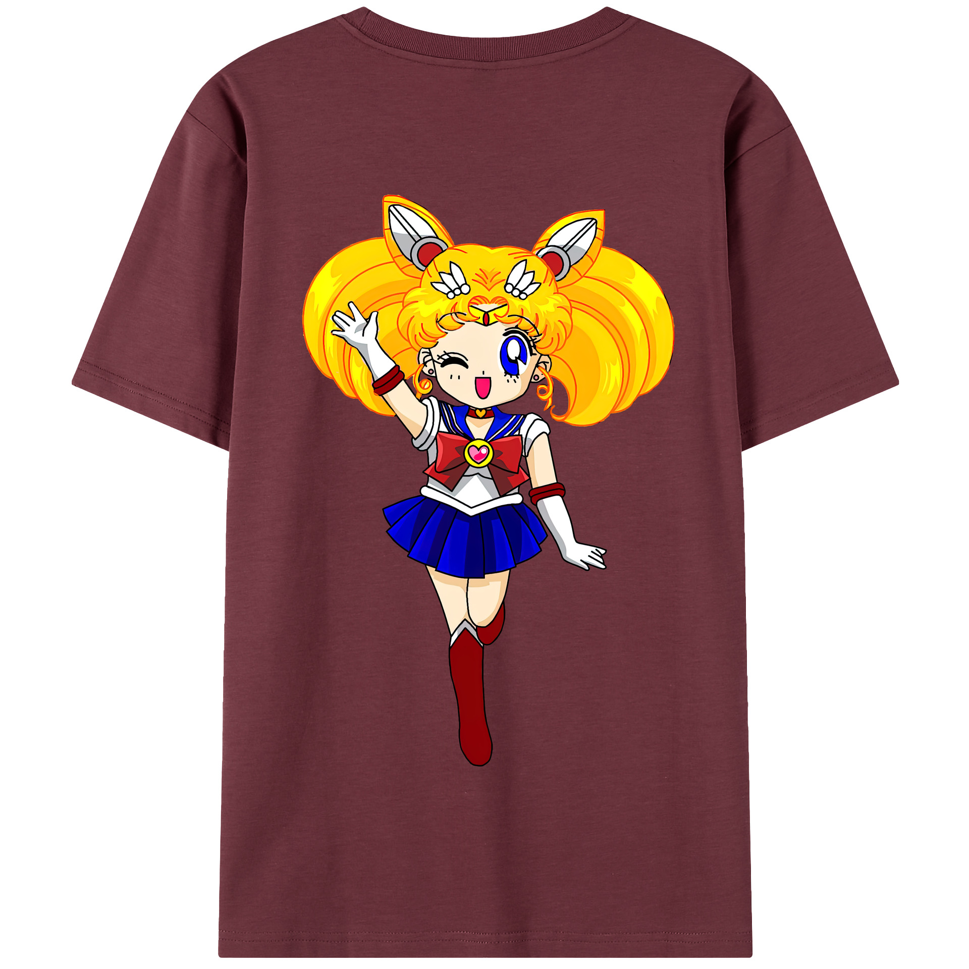 （画像用） 美少女戦士セーラームーン 月野 うさぎ つきの うさぎ Sailor Moon Tsukino Usagi 綿100％半袖Tシャツ（背面プリント）